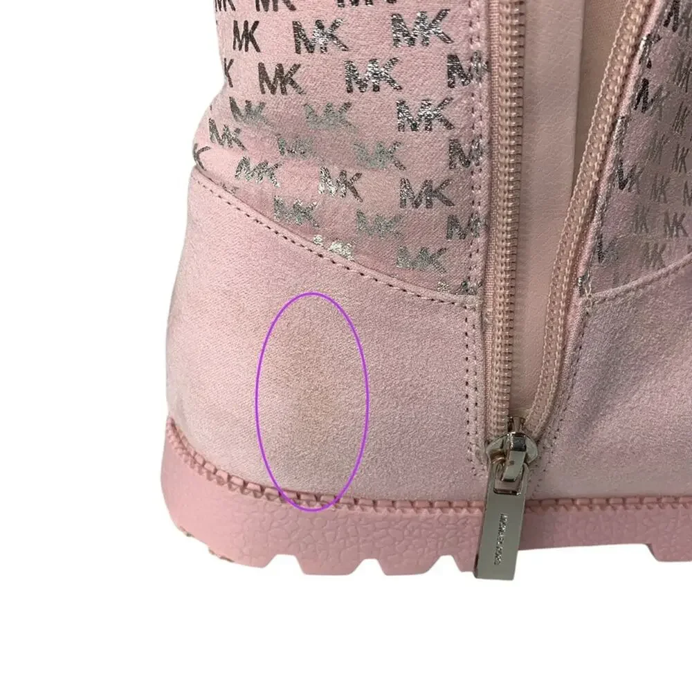 Michael Kors Boots for Girls Light Pink MK Silver Logo Print Side Zipper Size 2